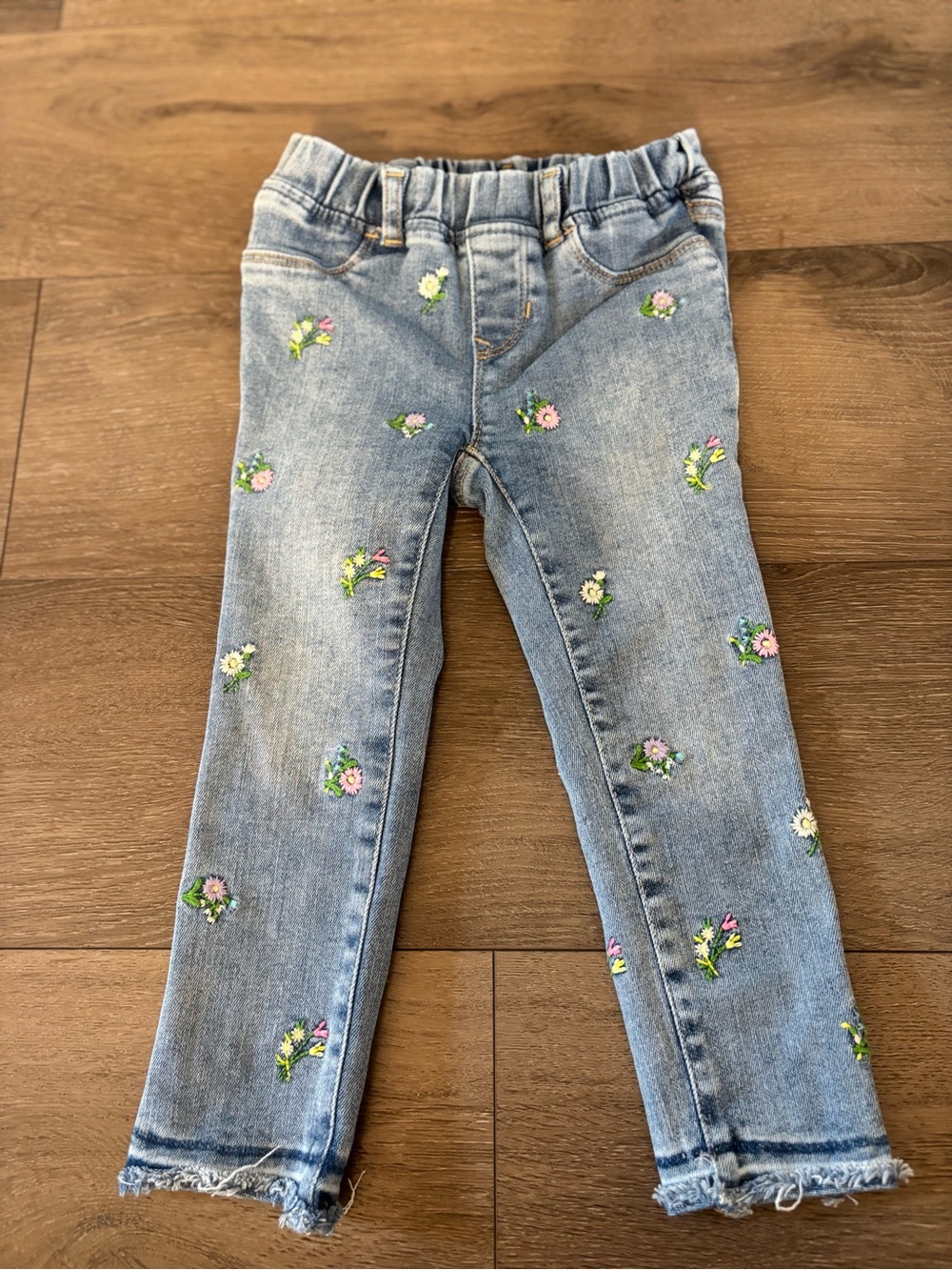 GAP Light Blue Embroidered Floral Denim Leggings